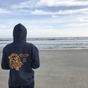 student at the beach