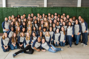 Students posing for a large group photo.